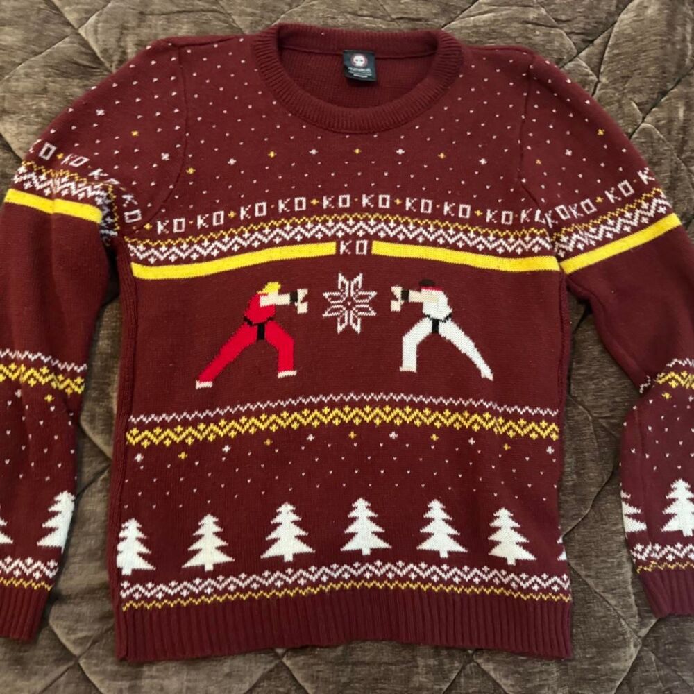 Numskull Street Fighter Ken vs Ryu Christmas Sweater Medium Ugly Holiday